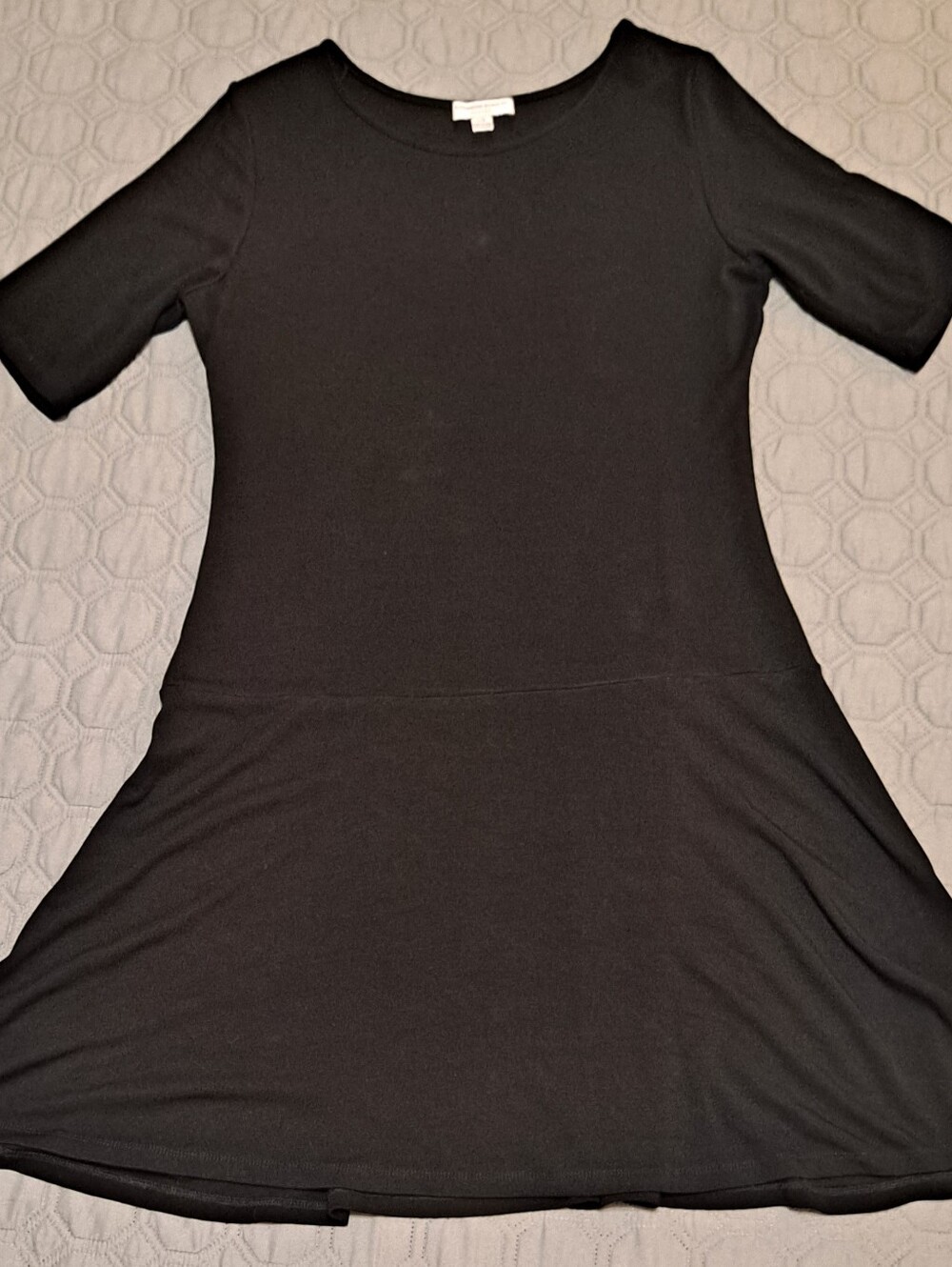 Katherine Barclay Classic Black Short-Sleeve Fit & Flare Dress Sz L